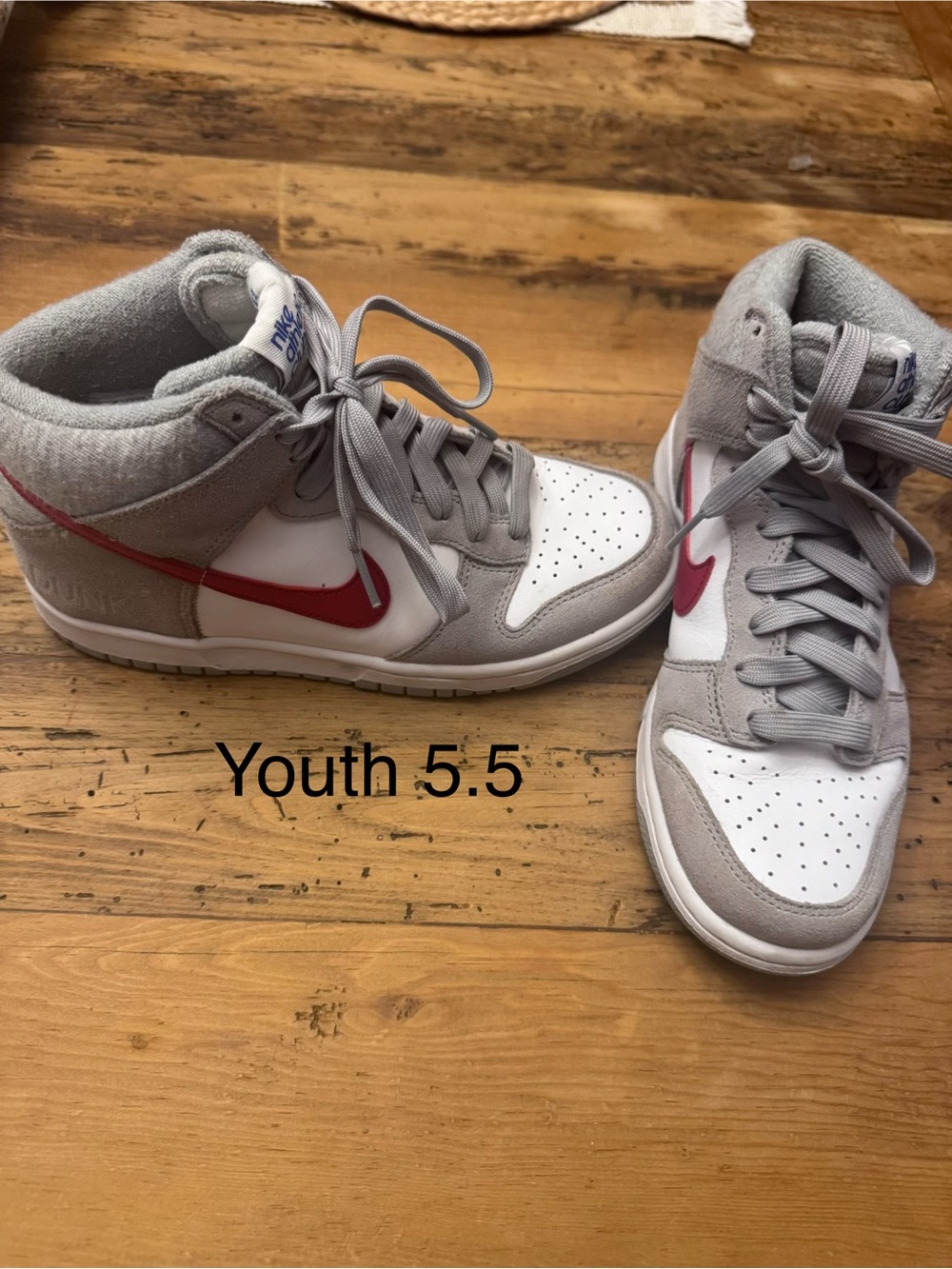 Nike Kids High-Top Sneakers Gray White Nike Dunk Nike Club/First Use